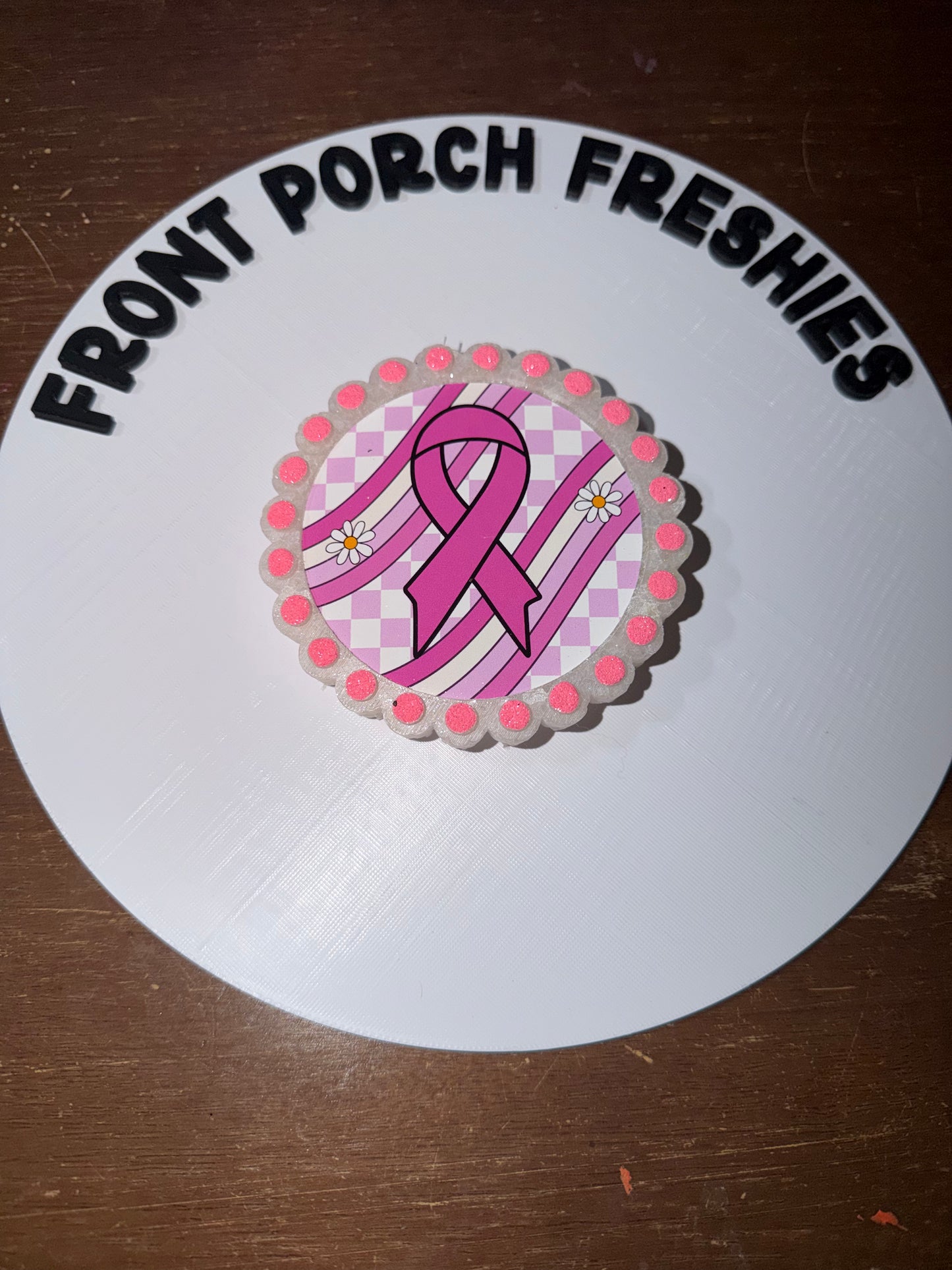 Breast Cancer Ribbon Dotted Round (Volcano)